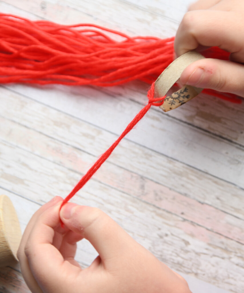 Cut yarn pieces to approximately 20cm in length.